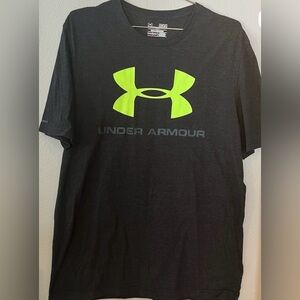 Under Armour Men's Charcoal Tee with Bright Yellow Logo